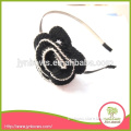 Black with whtie knitted wool hair bands with flower,crochet headband,handmade knit crochet flower headband